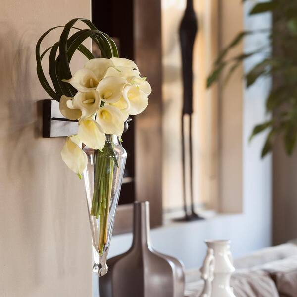 DANYA B 13 in. Glass Wall Mount Decorative Amphora Vase on Iron