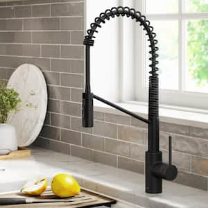 Oletto Single-Handle Pull-Down Sprayer Kitchen Faucet with QuickDock Top Mount Installation Assembly in Matte Black