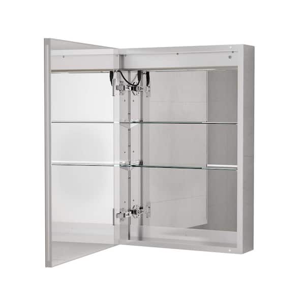 Simple Project 20 in. W x 28 in. H Rectangular Aluminum Light Medicine Cabinet with Mirror, Recessed or Surface Mount