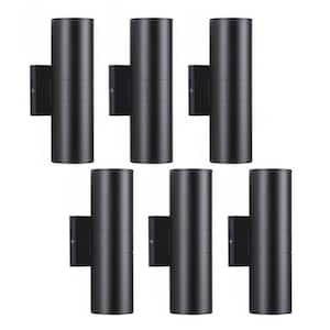 HKMGT Black Dusk to Dawn Outdoor Hardwired Cylinder Wall Lantern