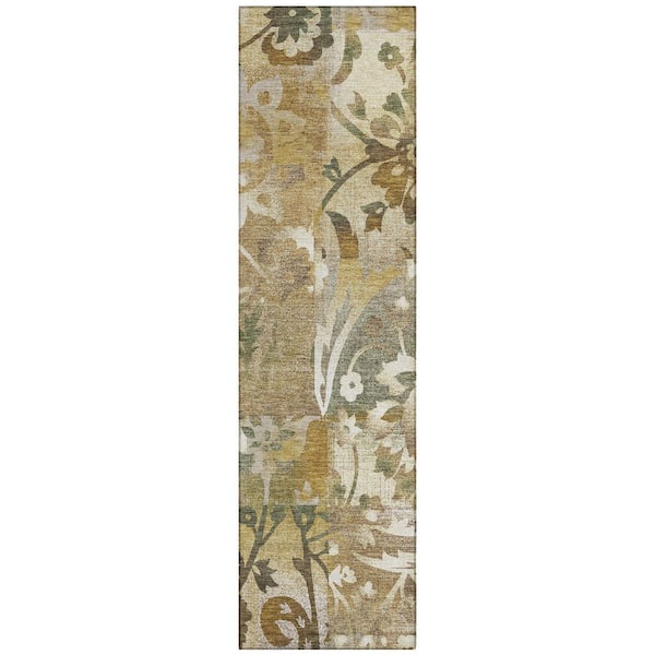 Chantille Machine Washable Indoor/Outdoor Abstract ACN2915 Walnut 2 ft. x 7 ft. Runner Rug