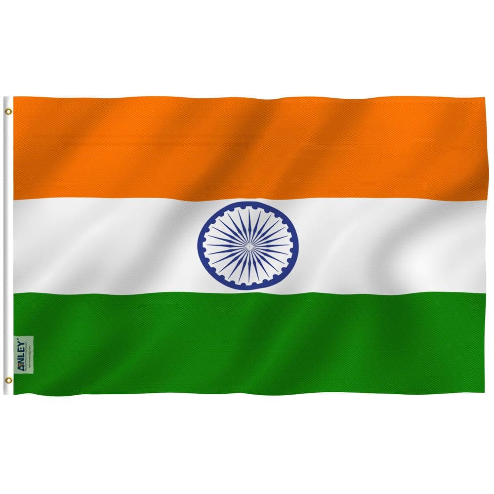 Fly Breeze 3 ft. x 5 ft. Polyester India Flag 2-Sided Flags Banner with Bra