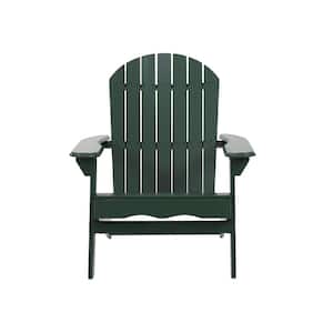 Transitional style Outdoor Dark Green Wood Patio Adirondack Chair (1-Pack)