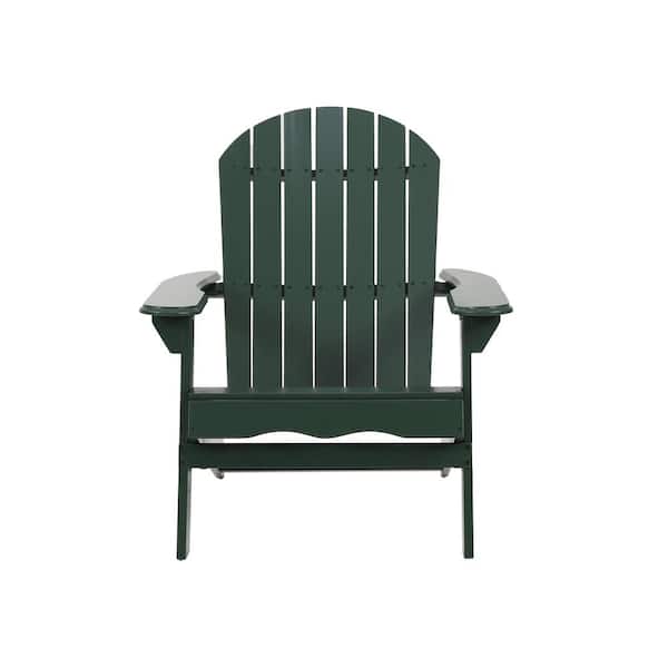 Zeus & Ruta Transitional style Outdoor Dark Green Wood Patio Adirondack Chair (1-Pack)