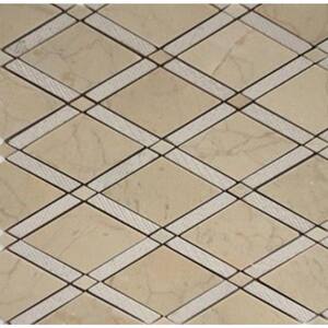 Grand Textured Crema Marfil 11 in. x 12 in. x 10 mm Polished Marble Mosaic Tile