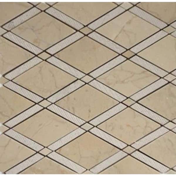 Ivy Hill Tile Grand Textured Crema Marfil 11 in. x 12 in. x 10 mm Polished Marble Mosaic Tile
