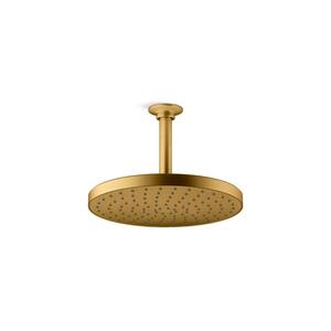 Awaken 1-Spray Patterns 2.5 GPM 9.875 in. Ceiling Mount Fixed Shower Head in Vibrant Brushed Moderne Brass