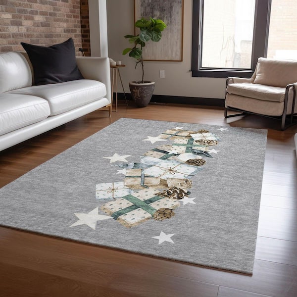 Chantille Machine Washable Indoor/Outdoor Abstract ACN1825 Gray 5 ft. x 7 ft. 6 in. Area Rug