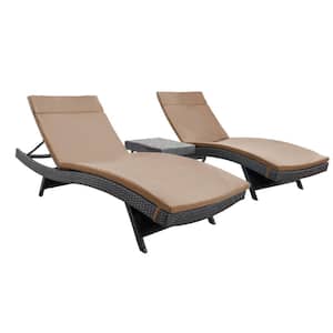 Salem Grey 5-Piece Plastic Outdoor Chaise Lounge with Caramel Cushions