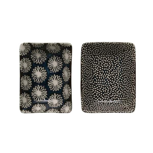 Midnight Blue Rectangle Stoneware Dessert Plates 2 pc