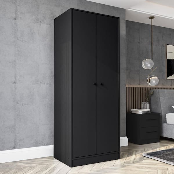 Polifurniture Denmark Black 24.5 in. Bedroom Armoire with 2-Doors