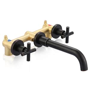 Modern Double Handle Wall Mounted Bathroom Faucet in Oil Rubbed Bronze