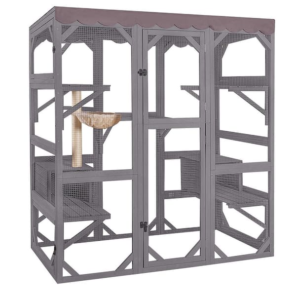 AIR37-M Walk-in Large Cat Enclosure with Roof Tarp-Connects to Windows or Cat Doors