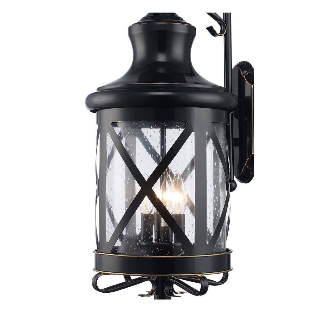 Tennessee 29-Inch Bronze Outdoor Wall Lantern with Bubbled Glass