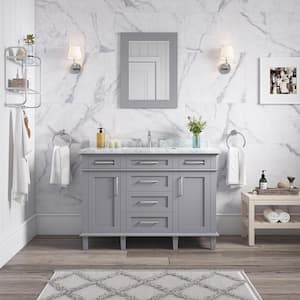 Sonoma 48 in. W x 22.1 in. D x 34.3 in. H Freestanding Bath Vanity in Pebble Gray with Carrara Marble Marble Top