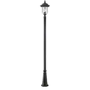 Armstrong 3-Light Black 118.25 in. Aluminum Hardwired Outdoor Weather Resistant Post Light Set with No Bulb Included