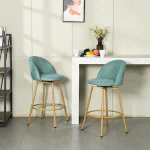 26 in. Colsted Aloe Blue Upholstered Counter Stools with Swivel Seat (Set of 2)