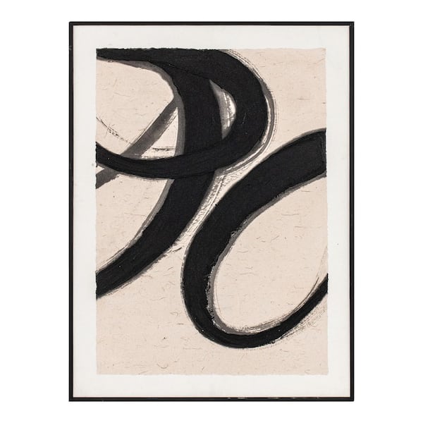 Perrin 1 Framed Art Print, Compact Lyrical Wispy Acrylic Brush Strokes with Solid Pine Wood Frame 32 in. x 24 in.
