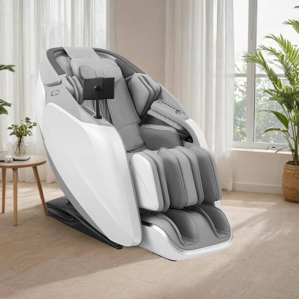 Cyber Relax Pro - Faux Leather 4D Dual Massage Robot Flex Frame SL Track Massage Chair (White)