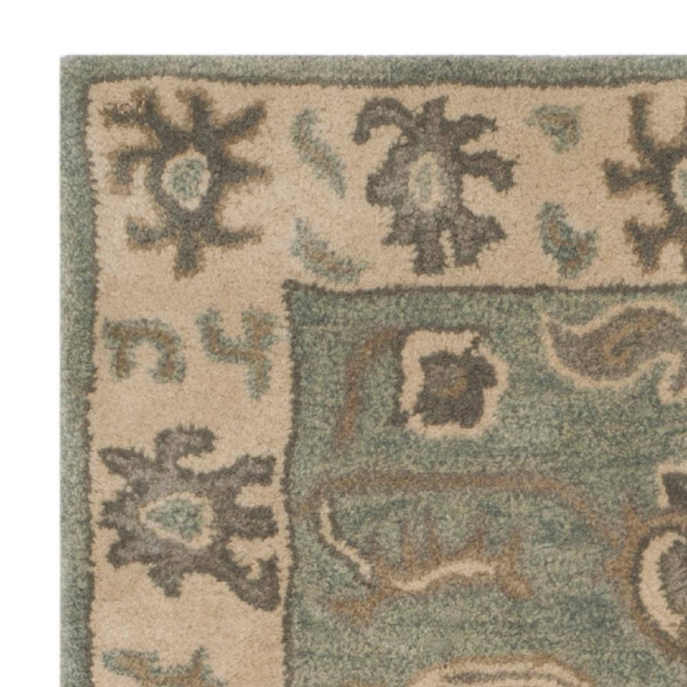 Handmade Slate and Cream Wool Tufted Runner Rug