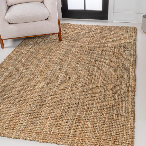 Biot Traditional Rustic Handwoven Jute Solid Natural 4 ft. x 6 ft. Area Rug