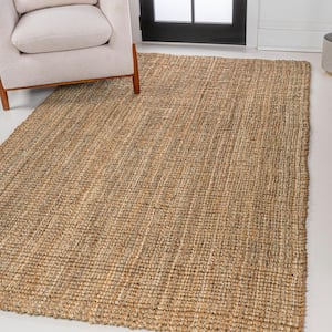 Biot Traditional Rustic Handwoven Jute Solid Natural 8 ft. x 10 ft. Area Rug