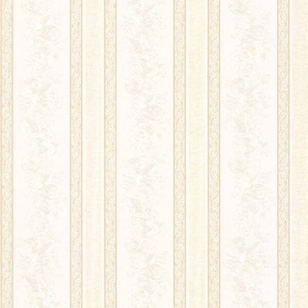 Mirage Trish Champagne Satin Floral Scroll Stripe Wallpaper Sample