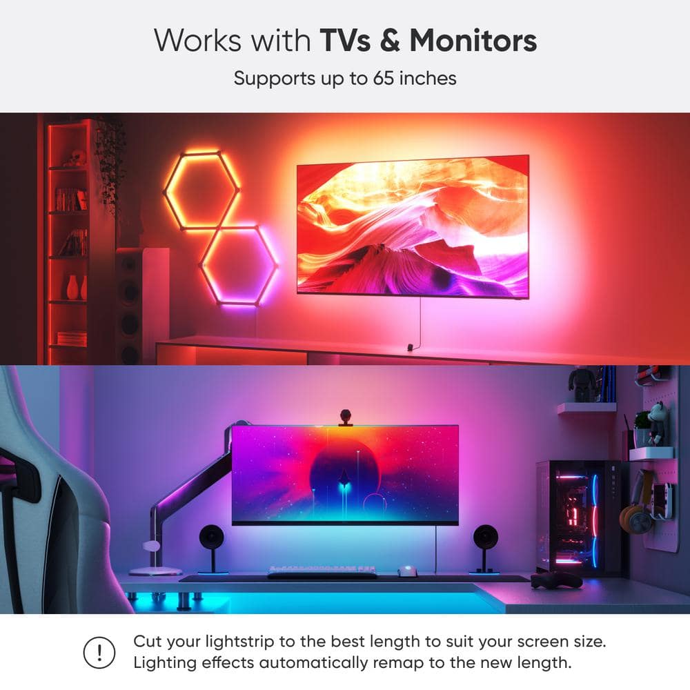 4D LED Addressable Lighting- Strip Light with Camera Starter Kit for 55 in. to 65 in. TVs