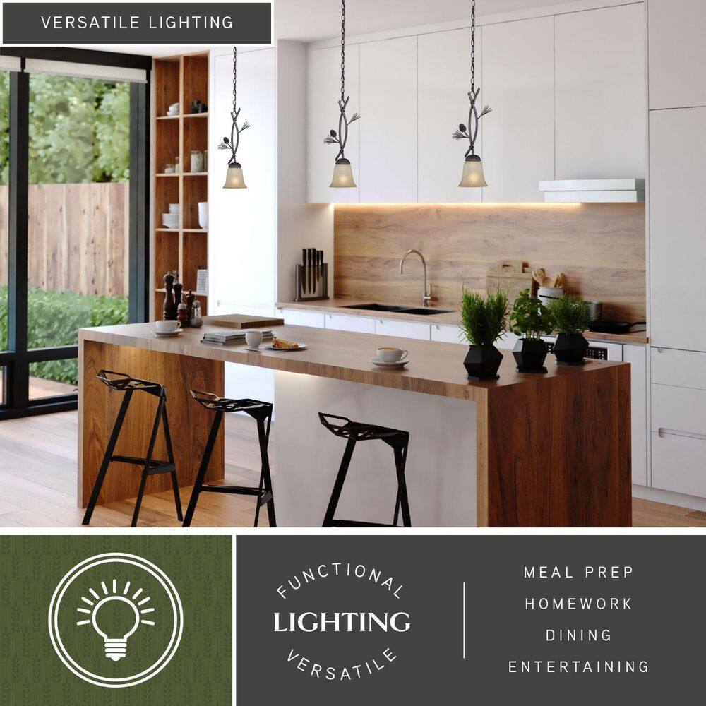 Black Walnut Rustic Glass Mini Pendant Light