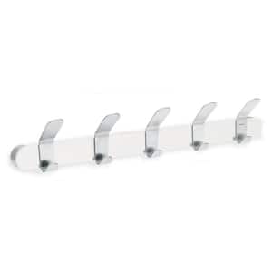 Robe Hook Rack in White and Stainless Steel (1-Pack)