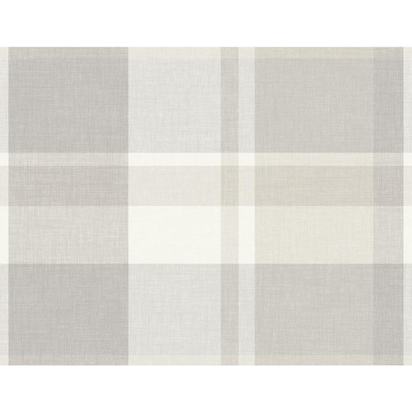 A-Street Prints Madaket Light Grey Plaid Wallpaper