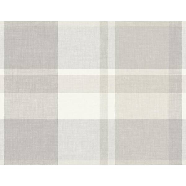 A-Street Prints Madaket Light Grey Plaid Wallpaper Sample