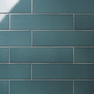 Colorwave Emerald Green 4.43 in. x 17.62 in. Polished Crackled Ceramic Subway Wall Tile (10.35 Sq. Ft./Case)