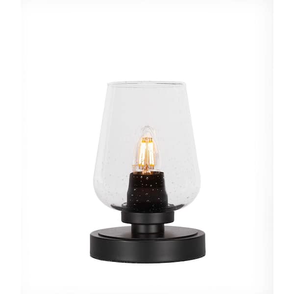 Unbranded Quincy 8 in. Matte Black Accent Lamp with Clear Bubble Glass Shade
