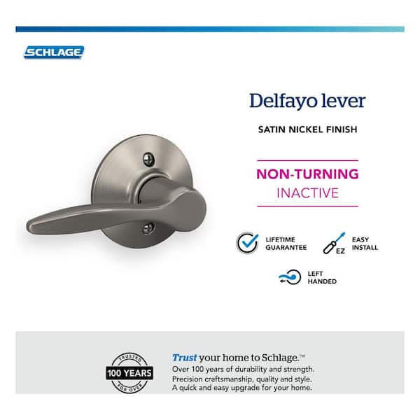 Schlage Delfayo Satin Brass Universal Interior Bed/Bath Privacy Door Handle  in the Door Handles department at