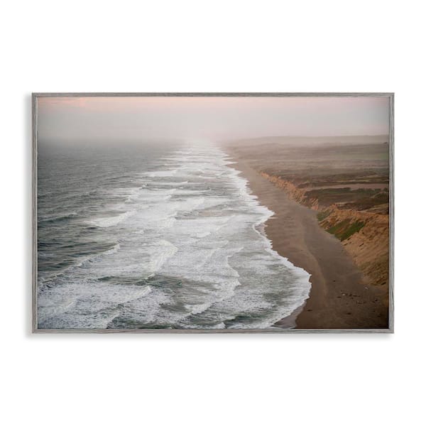 Stupell Industries Point Reyes Receding Shoreline by Crystal Lynn Collins Gray Framed Coastal Giclee Art Print 16 in. x 24 in.