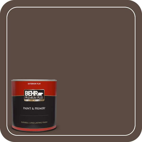 BEHR PREMIUM PLUS 1 qt. #PMD-91 Iced Espresso Flat Exterior Paint & Primer