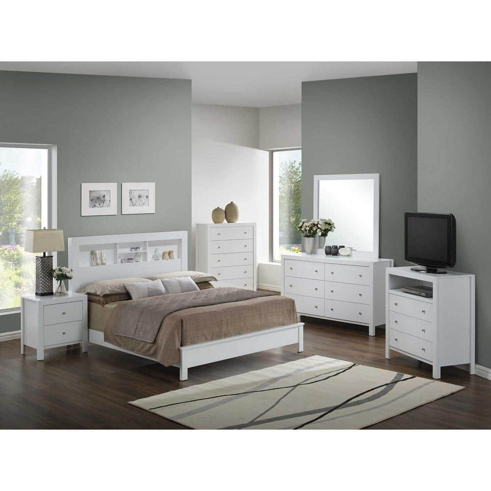 Burlington Classic Full/Double White Wood Upholstered Storage Bed