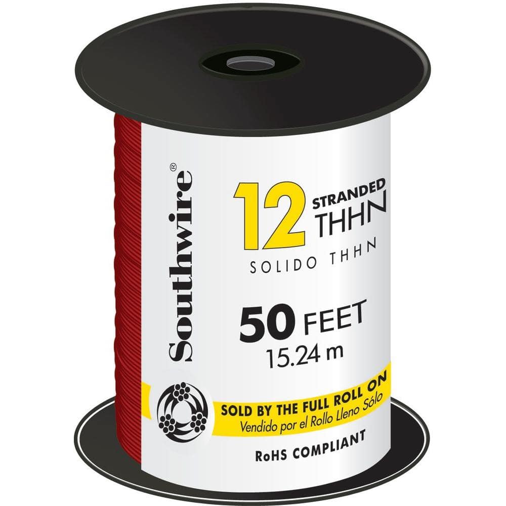 Southwire - 50 ft. 12 Red Stranded CU THHN Wire