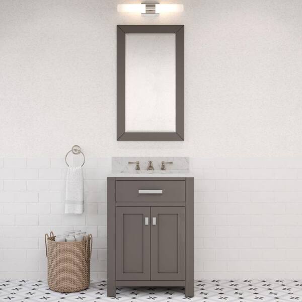 Water Creation Madison 24-in Pure White Single Sink Bathroom Vanity with Carrara White Natural Marble Top