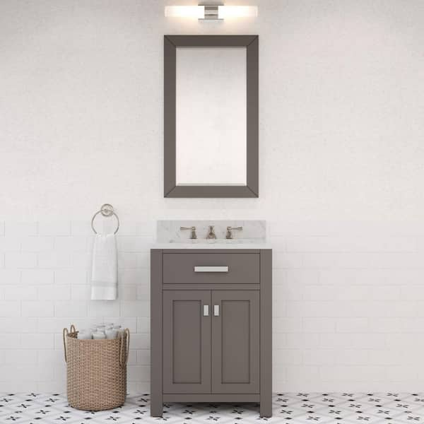 Madison 24 in. W x 21.5 in. D x 34 in. H Single Sink Bath Vanity in Cashmere Grey with Carrara White Marble Top