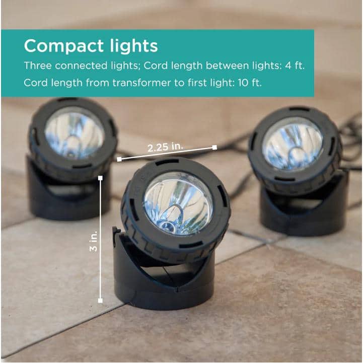 Black LED Pond and Landscape Lights with Color Lenses, 3-Piece Set