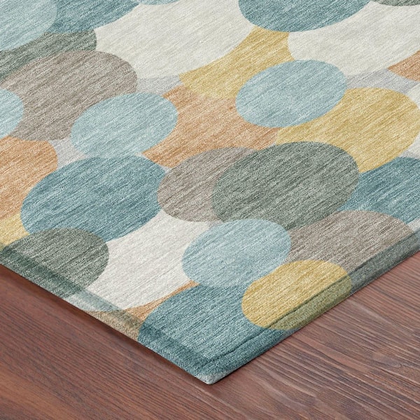 Chantille Machine Washable Indoor/Outdoor Abstract ACN2450 Teal 8 ft. x 10 ft. Area Rug