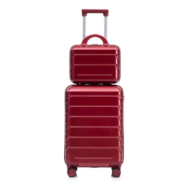 Polibi 2-Pieces Wine Red ABS Plastic Luggage Set with Combination