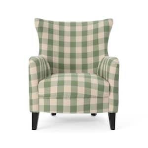 Arabella Green Checkerboard Fabric Club Chair