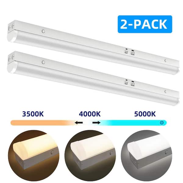 3.38 ft. 200-Watt Equivalent Integrated LED Flush Mount Strip Shop Light CCT/Wattage/Lumen Selectable,Dimmable (2-Pack)