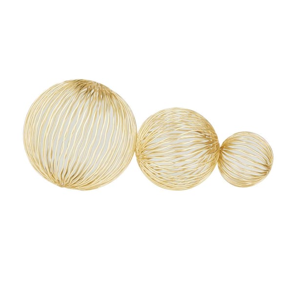 Litton Lane Gold Metal Geometric Sculpture (Set of 3)