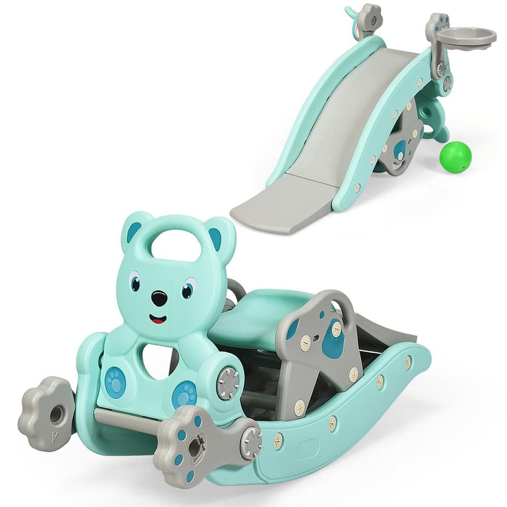 Baby Rocking Horse Slide Set 4-in-1 Kids Swing Toys with Basketball Hoop Ferrule price history on PriceWatchPro