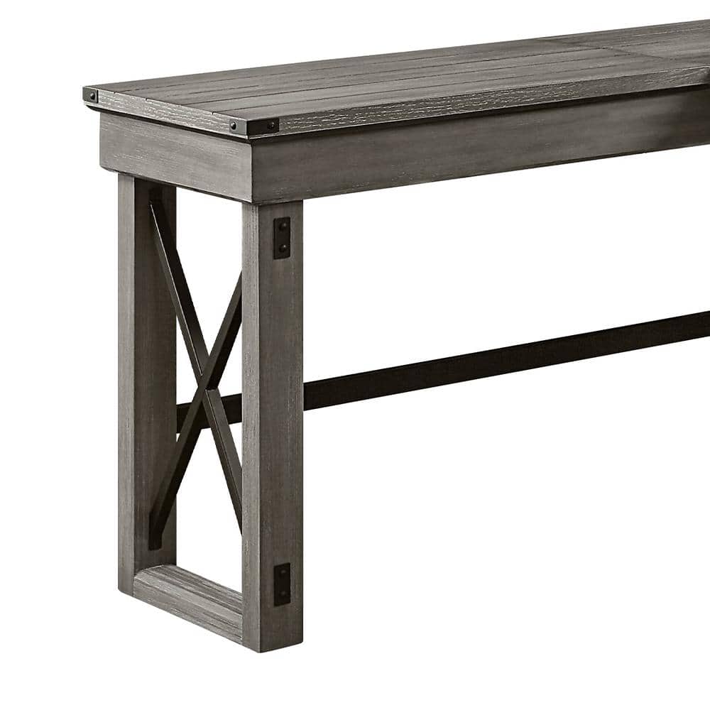Weathered Gray Corner Writing Desk with USB and Filing Cabinet