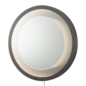 Starfall 39 in. H x 39 in. W Round Vanishing Mirror with On/Off Switch in Gunmetal